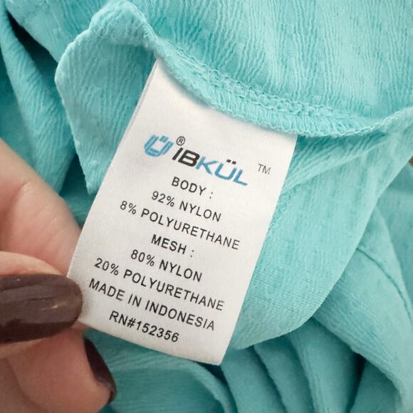 IBKUL Mock Neck Half Zip Long Sleeve Top Seafoam XL - Picture 9 of 10